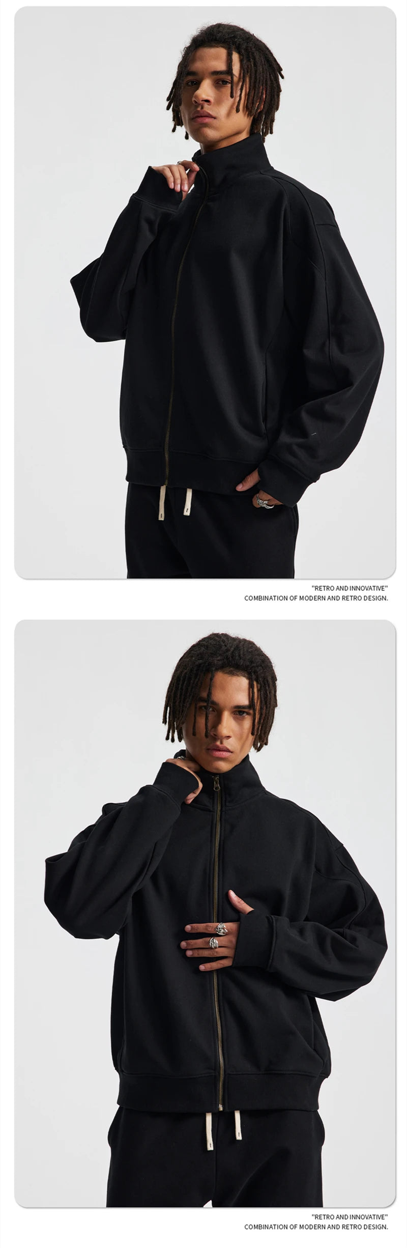 ZODF 430gsm Heavyweight Solid Zipper Hoodie for Men Unisex Loose Stand Collar Coat HY1101 Autumn 2025 Fashion