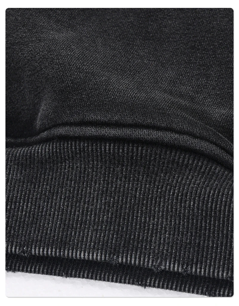 ZODF Retro Winter Washed 370gsm Man's Fleece Hoodie Unisex Distressed Thick Warm Buttons Hooded Pullovers Coats HY1169