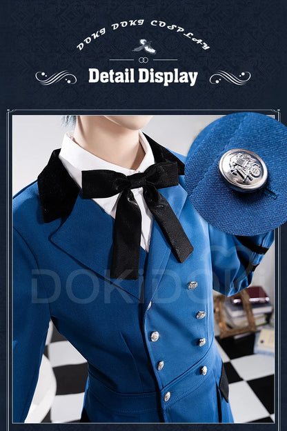 IN STOCK Ciel Phantomhive Cosplay Costume Anime DokiDoki-R Men Blue Uniform Costume Ciel Cosplay