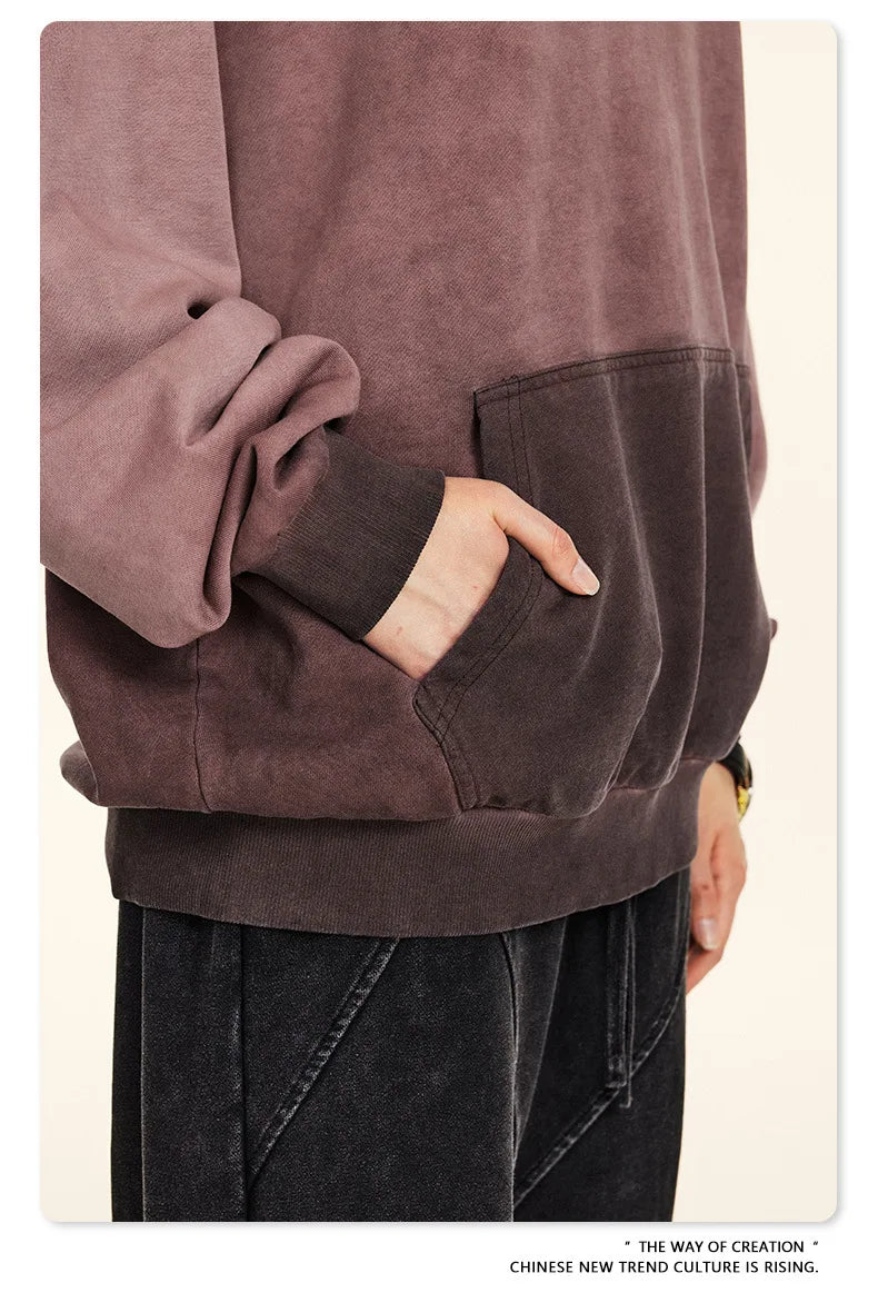 ZODF American Retro Washed Cotton Hoodie For Men Unisex Autumn High Street Oversized Knitted 380gsm Hooded Pullovers Coat HY0913