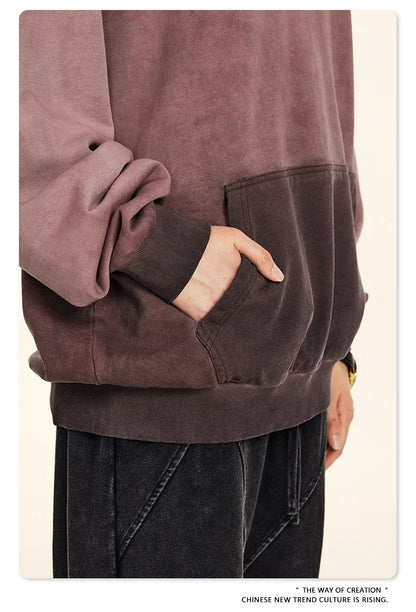 ZODF American Retro Washed Cotton Hoodie For Men Unisex Autumn High Street Oversized Knitted 380gsm Hooded Pullovers Coat HY0913