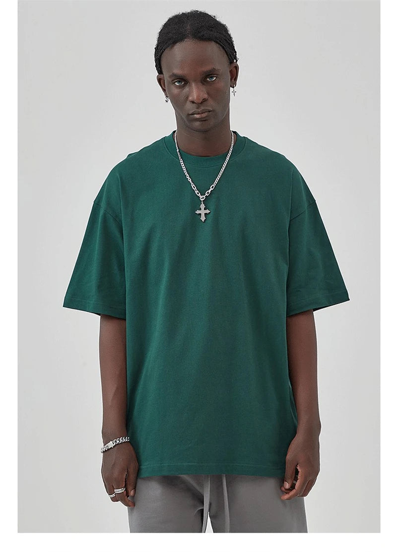 ZODF 2025 Spring Summer Men Solid 100% Cotton T-Shirts Unisex Women Loose 230gsm Noshrink Basic T Shirt Brand Tops HY0151