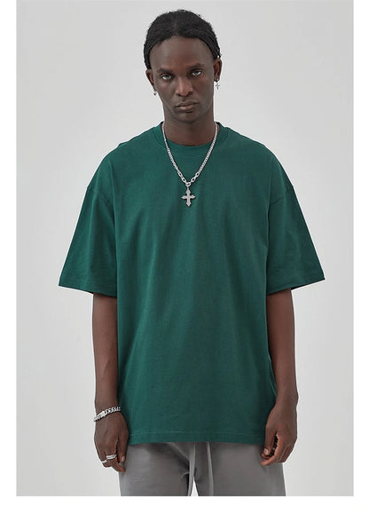 ZODF 2025 Spring Summer Men Solid 100% Cotton T-Shirts Unisex Women Loose 230gsm Noshrink Basic T Shirt Brand Tops HY0151