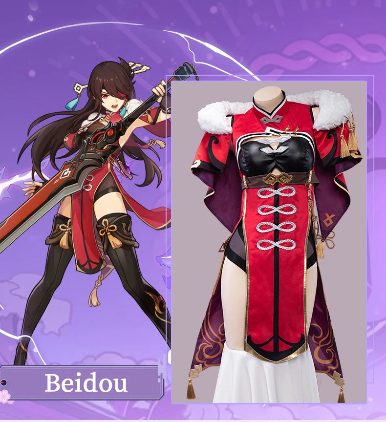 LAST BATCH UWOWO Genshin Impact Beidou Cosplay Game Liyue Uncrowned Lord of the Ocean Halloween Christmas Costume Outfit