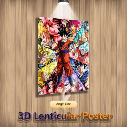Anime 3D Lenticular Posters Flip Gradient Print Dragon Ball Goku Toys Bed Room Decor Birthday Gift Wall Art(Without Frame)