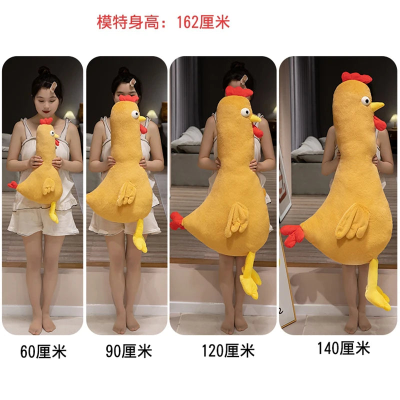 60-140cm Large Stuffed Animal Plush Pillow Yellow Chicken Plushies Huge Soft Plush Toy Huggable Chicken Sleep Pillow Cushions