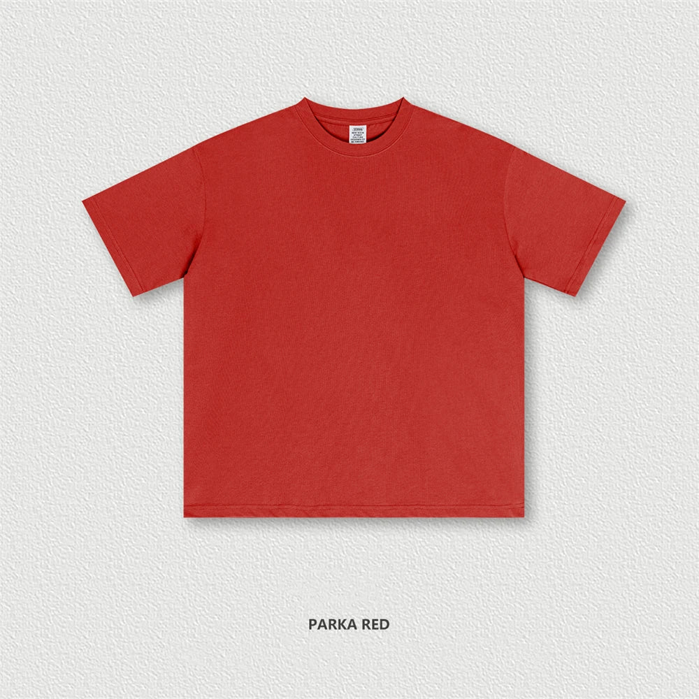 ZODF New 2025 Spring Summer 235gsm Solid Cotton T-Shirts For Men Women Unisex Loose Basic T Shirt Tees Brand Tops HY0970