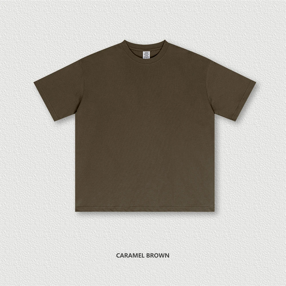 ZODF New 2025 Spring Summer 235gsm Solid Cotton T-Shirts For Men Women Unisex Loose Basic T Shirt Tees Brand Tops HY0970