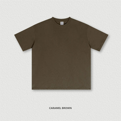 ZODF New 2025 Spring Summer 235gsm Solid Cotton T-Shirts For Men Women Unisex Loose Basic T Shirt Tees Brand Tops HY0970