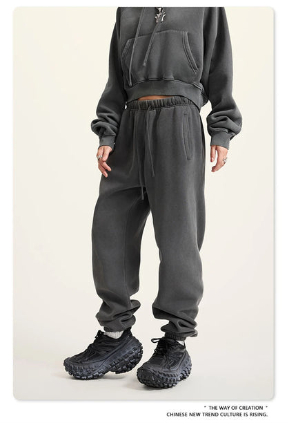 ZODF 2025 Autumn Winter Men’s Washed Fleece Sweatpants 355gsm Loose Retro Joggers Streetwear HY0653