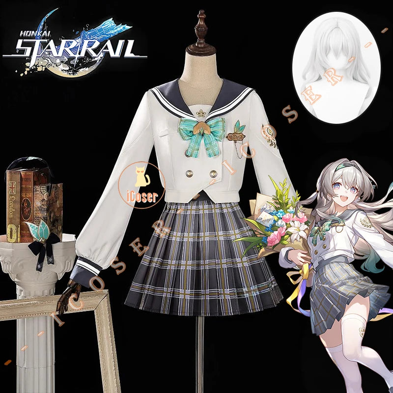 Honkai Star Rail Firefly Cosplay Costume Spring Missive Outfit JK Uniform Headwear Halloween Party Women Girls Carnival iCoser