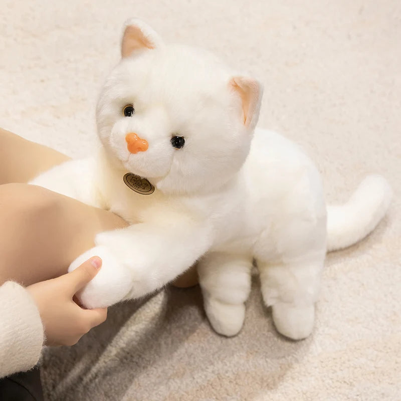 45/60cm Realistic White Cat Plush Toy Cute Lifelike Cat Stuffed Doll Soft Animal Plushies Birthday Gifts For Girl Home Decor
