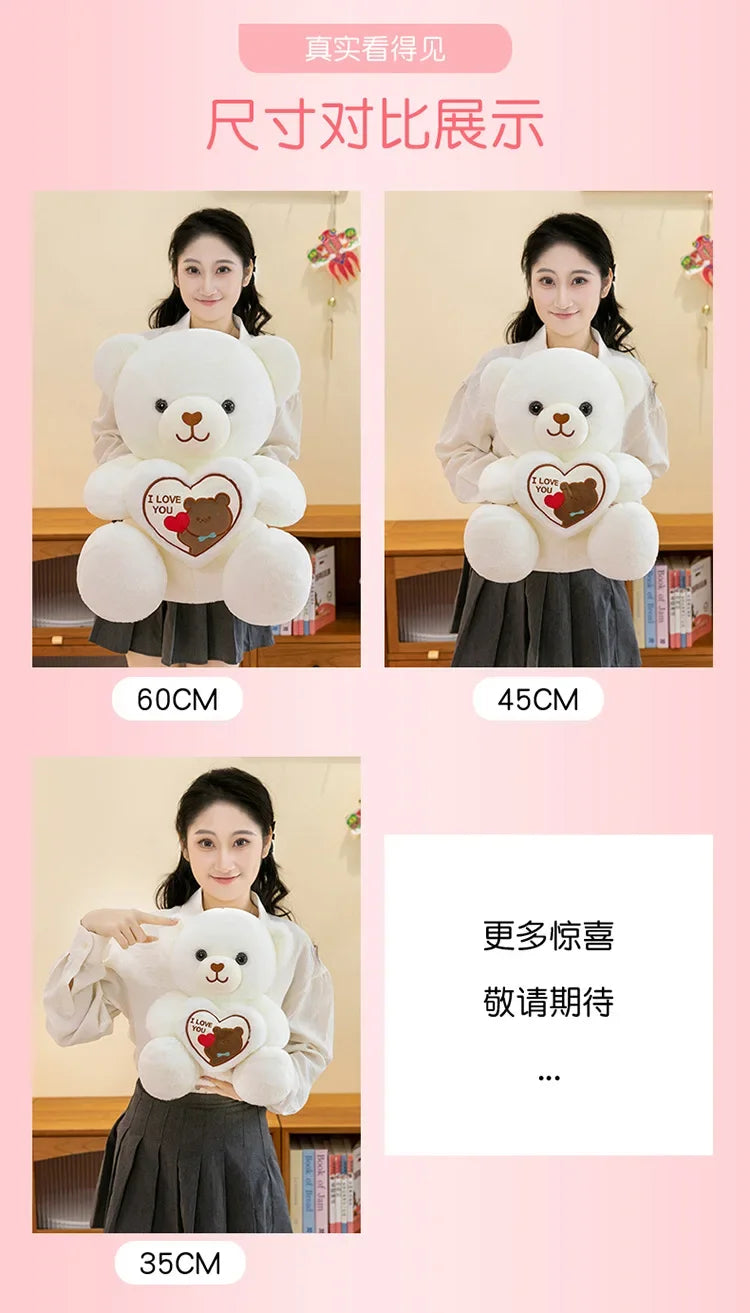 Kawaii 45cm LOVE Plush Toy Bear Stuffed Animals Doll Decoration Birthday Gifts Soft Pillow Dolls Grilfriend Girls Wife Kids Gift