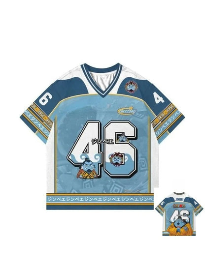 46 Jersey One Piece Jinbe Anime Y2k Korean Style Kpop Baseball Hockey T-shirt Fashion Streetwear Anime Daily Unisex Tops Tees