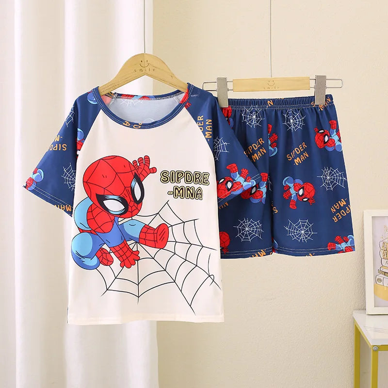 Girls Pajamas Sets Cute Cartoon Short Sleeve Kids Pyjama Snow White Princess Elsa Mickey Mouse Print Summer Pijama