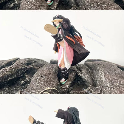 1/12 Figma Agatsuma Zenitsu Mini Orange Windbreaker Shf Kamado Nezuko Black Coat Pink Hemline Coat Toys For 6" Demon Slayer Cos