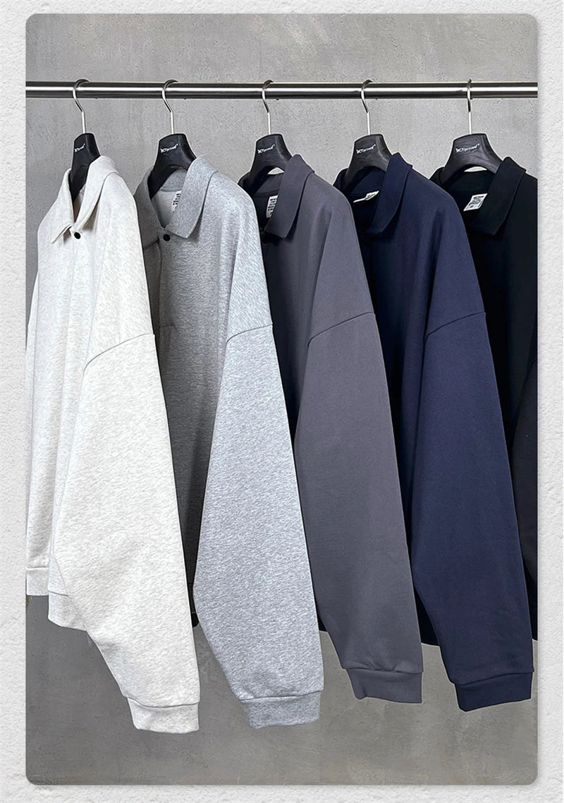 ZODF Casual 2025 Autumn 445gsm Sweatshirt For Man Unisex Turn Down Collar Solid Fleece Pullovers Winter Coats HY1111