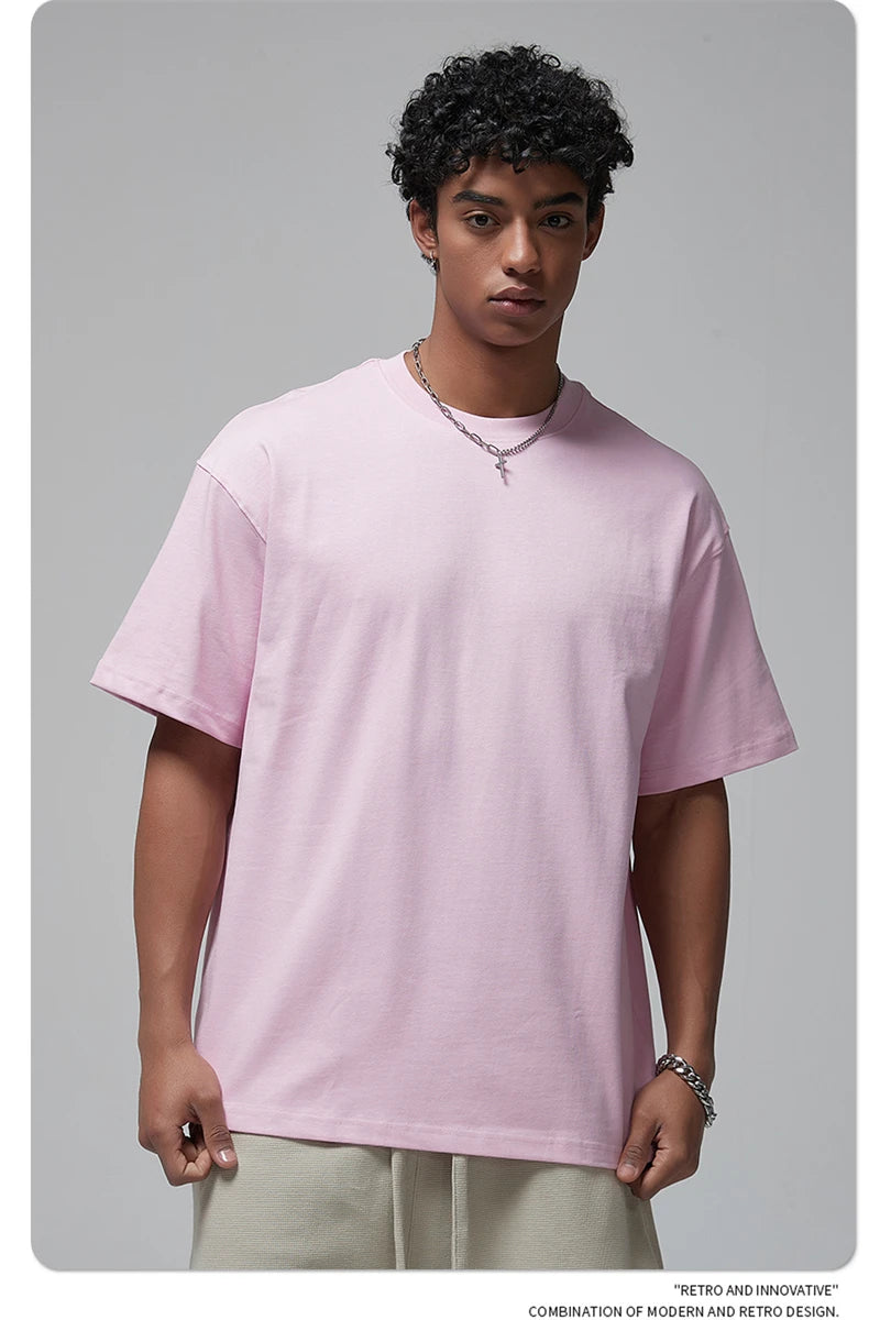 ZODF New Spring Summer Men 305gsm Cotton T Shirts Unisex Heavy Weight Oversized FG Noshrink Basic Solid T-Shirt Tees HY0165