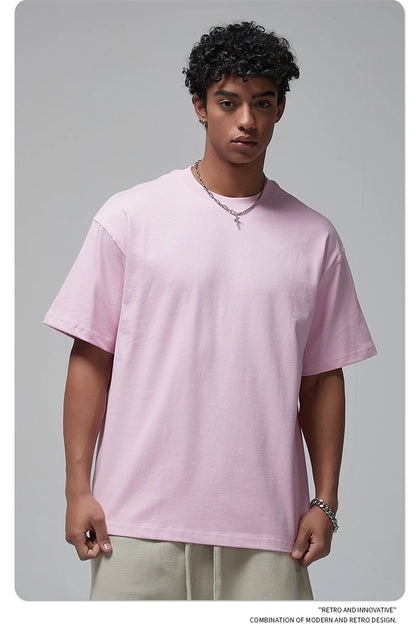 ZODF New Spring Summer Men 305gsm Cotton T Shirts Unisex Heavy Weight Oversized FG Noshrink Basic Solid T-Shirt Tees HY0165