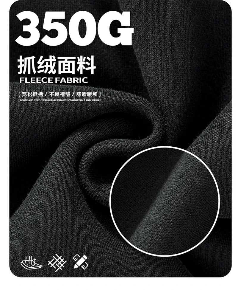 ZODF Fashion Men Winter Side Split Fleece Sweatshirt Winter Unisex Oversized 350gsm O Neck Warm Pullovers Brand Clothing HY0058