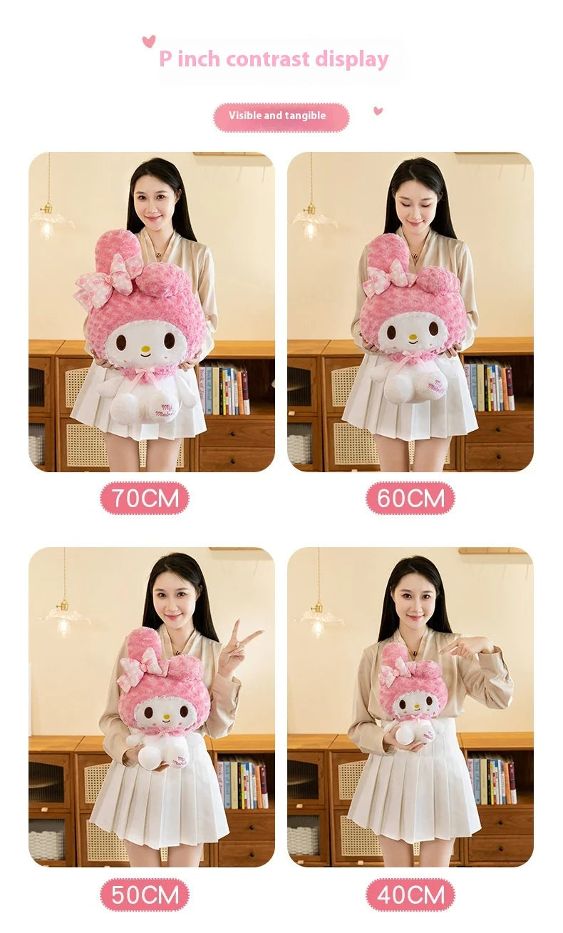 30cm/60cm Aoger Hello Kitty Kawaii Rose My Melody Cartoon Stuffed Animals Soft Plush Doll Companion Toy Children Birthday Gift