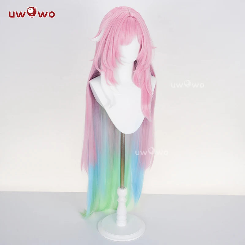 UWOWO Cyrene Wig Game Honkai Star Rail Cyrene Cosplay Wig Long Hair Pink and Blue and Green gradient Hair  Halloween Wig