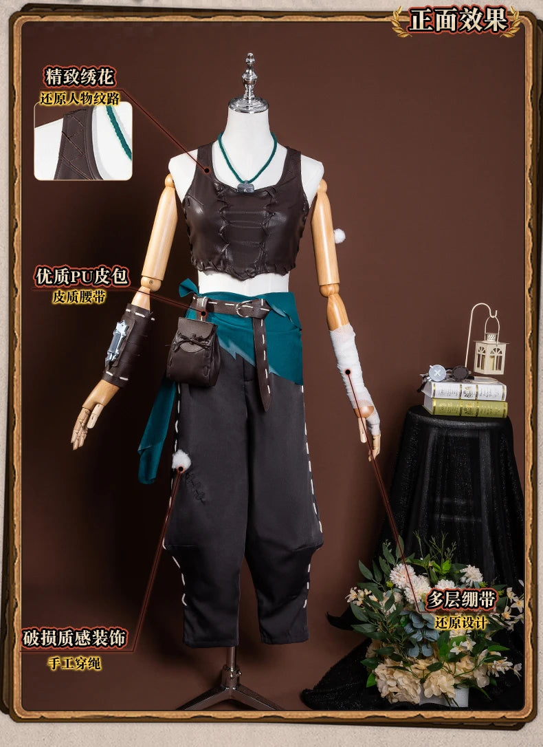 Identity V Archer Cosplay Costume Wig Brynhildr Vilulf Uniform Glasses Eye Patch Halloween Party for Women Girls Carnival Props