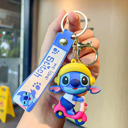 Wholesale Anime Disney Keychain Mickey Mouse Minnie Lilo & Stitch Cartoon Keyring Kawaii Key Chain Car Pendant Kids Toys Gift