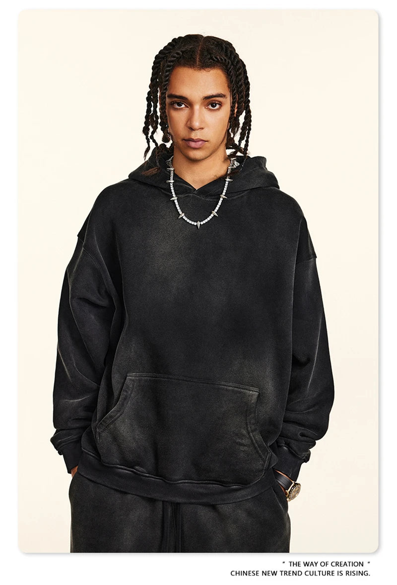 ZODF Autumn Winter Monkey Washed Fleece Hoodies For Men Unisex Basic 360gsm Warm Knitted Hooded Pullovers Coats HY0903