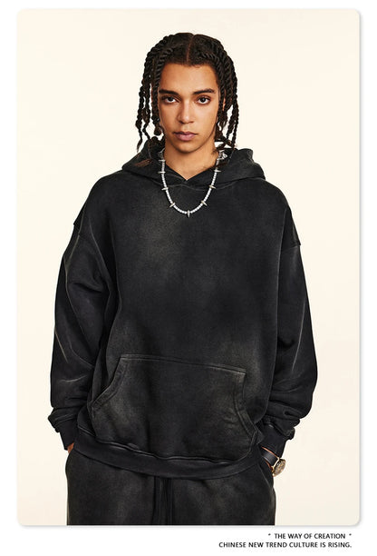 ZODF Autumn Winter Monkey Washed Fleece Hoodies For Men Unisex Basic 360gsm Warm Knitted Hooded Pullovers Coats HY0903