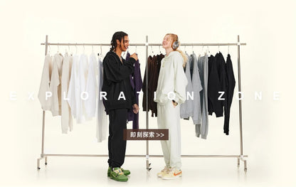 ZODF New Autumn Winter Solid Heavy Weight Hoodies For Men Unisex Basic Loose 440gsm Knitted Hooded Pullovers HY0886