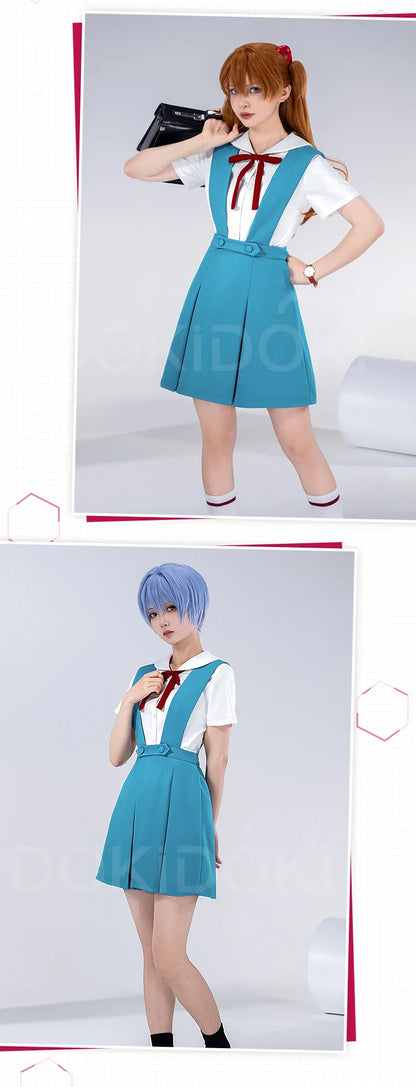 IN STOCK Reii / Asukaa Cosplay Costume DokiDoki-SR Anime Cosplay Women Asukaa Costume Socks Rei School Uniform Halloween Costume