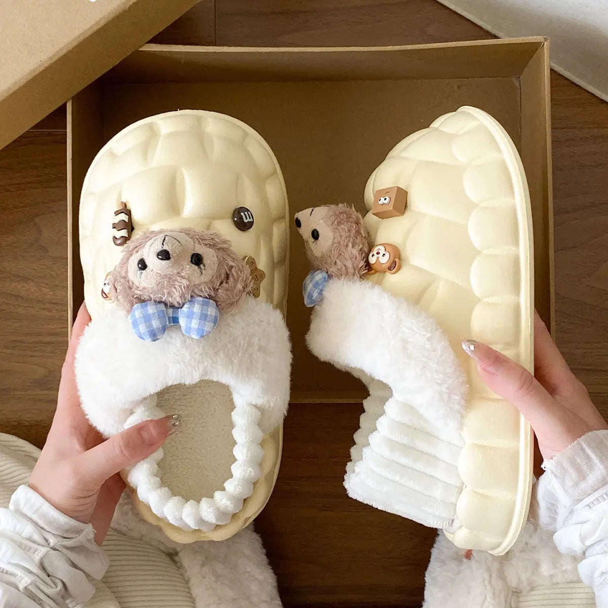 Disney Shelliemay Detachable Cotton Shoes Eva Thick Bottom With Velvet For Outer Wear, Warm And Waterproof Adult Cotton Dragging