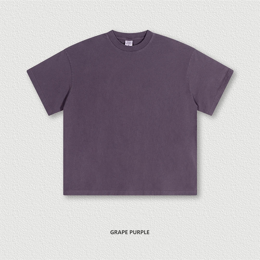 ZODF New Spring Summer 200gsm Washed Cotton T Shirts For Men Unisex Women Retro Casual Basic Solid T-Shirt Brand Tees HY0775