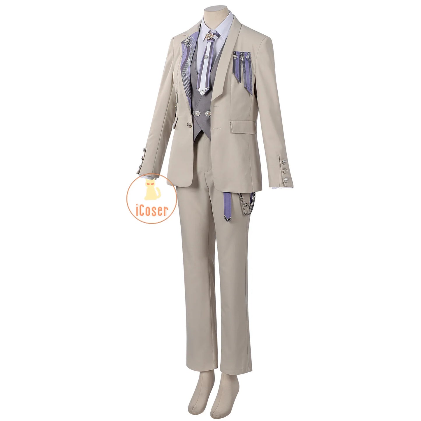 Love and Deepspace Xavier Cosplay Costume Wig Birthday Outfit Uniform Suit Brooch Halloween Party for Women Men Carnival Props