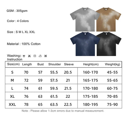 ZODF Retro Summer Men Washed 100% Cotton T-Shirts Unisex High Street Oversized Distressed Broken Neck T Shirt Brand Tees HY1050