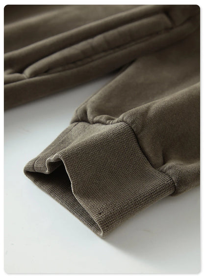 ZODF Retro Winter Men Washed Fleece Zipper Jackets Unisex Loose Oversized 400gsm Raglan Sleeve Coats Streetwears HY0649