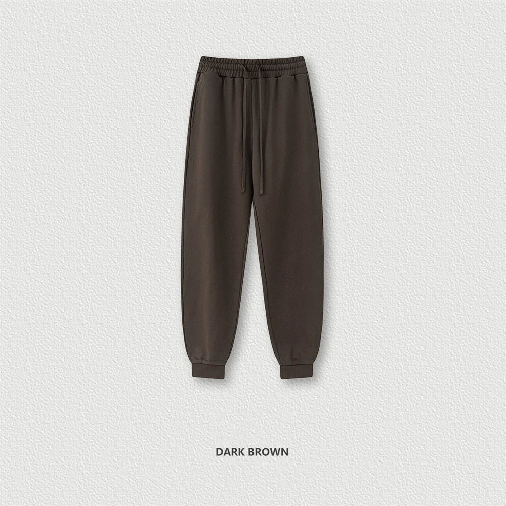 ZODF 2024 Autumn Winter Unisex Solid Sweatpants Heavyweight 440gsm Casual Loose Fit Sport Joggers HY0890 - Dark Brown