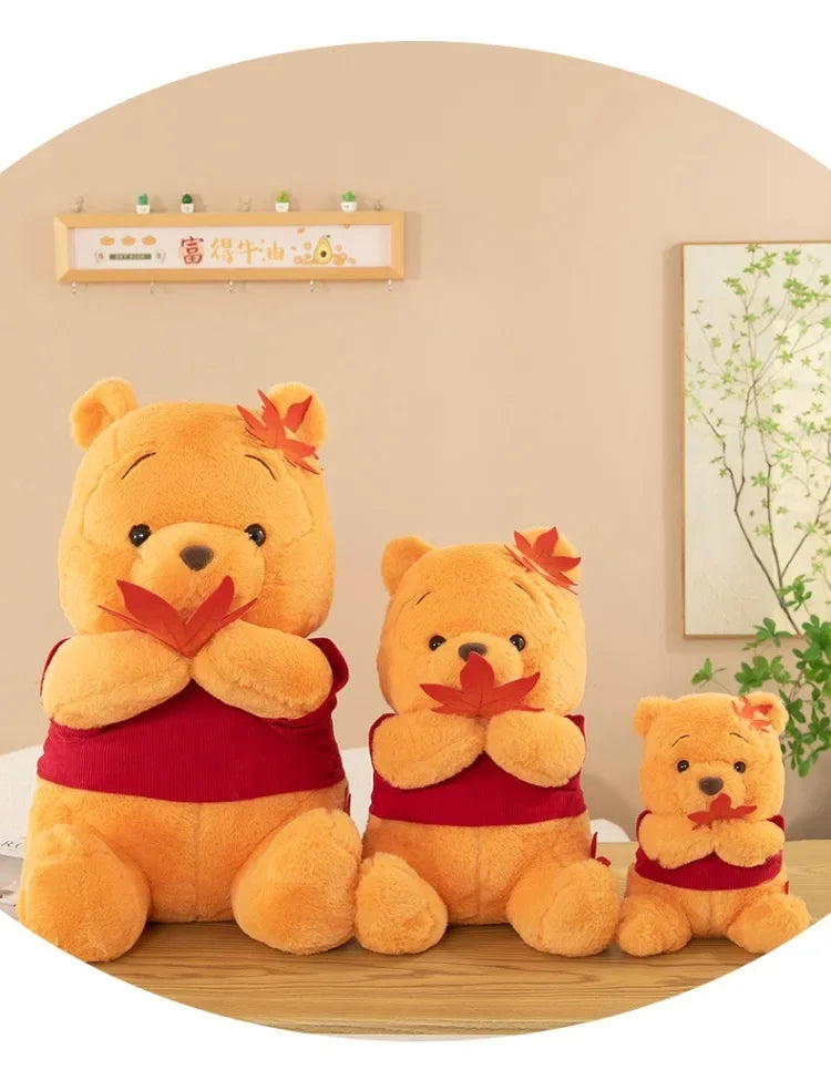 70cm Big Size Disney Pooh Bear Maple Leaf Anime Plush Stuffed Doll Room Plushies Pillow Cute Ornaments Children's Holiday Gifts
