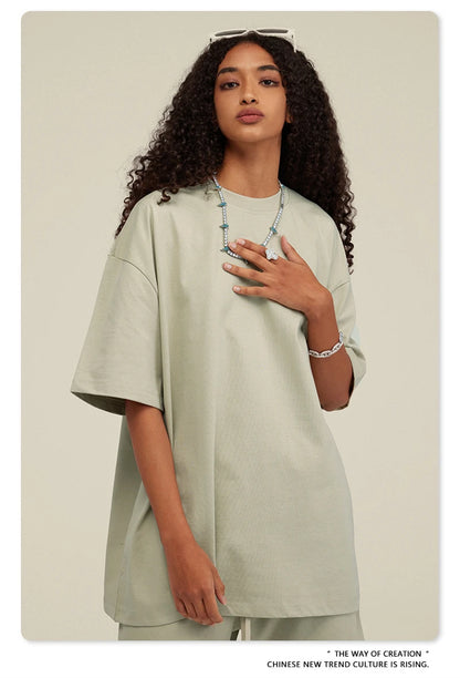 ZODF New 2025 Heavy Weight 305gsm Solid Cotton T Shirts For Men Unisex Summer Oversized Noshrink Basic T-Shirt Brand Tops HY0475