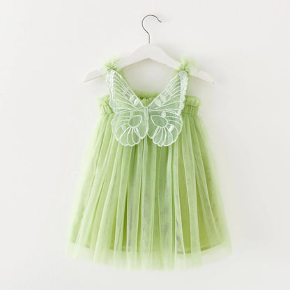 Girl Clothes 2024 Summer Princess Dresses Orange Sleeveless Dress Korean Kids Dress Butterfly Party Holiday Dresses for Children