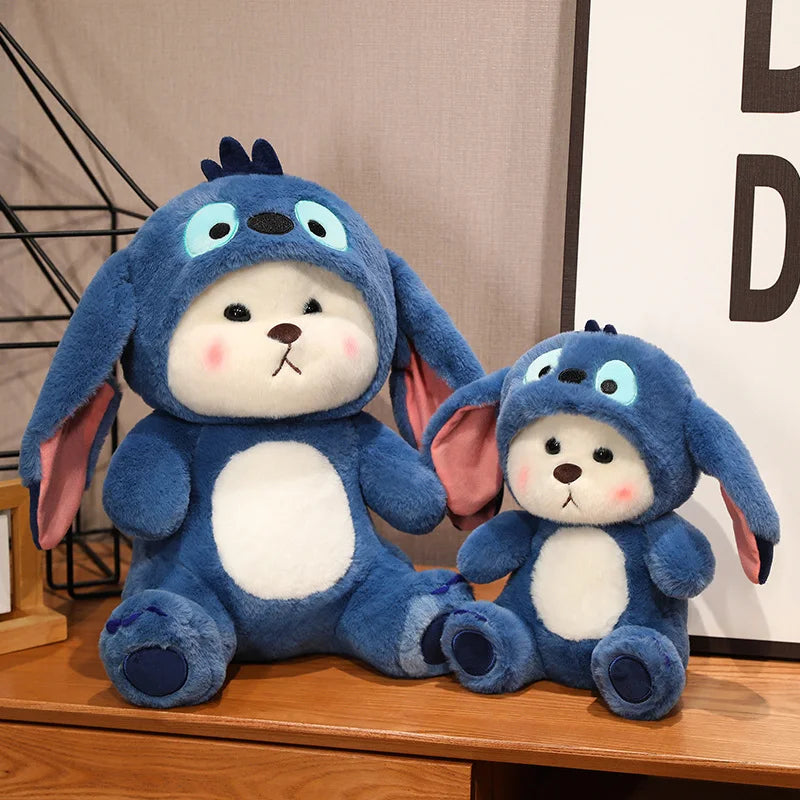 Big Size Cute Bear Turn Into Stitch Cuddly Cushion Lovely Stuffed Anime Throw Pillow Sofa Bed Home Decor Plushies Xmas Gifts