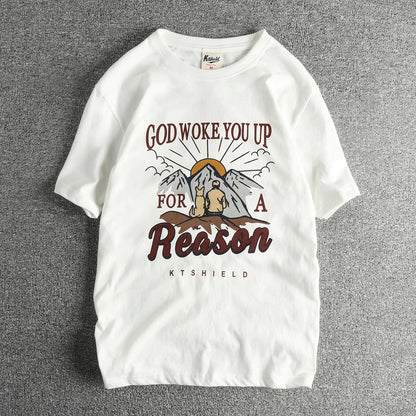 Summer New American Retro Short-sleeved O-neck Letter Printed T-shirt Men's Fashion Simple 100% Cotton Washed Casual Sport Tops