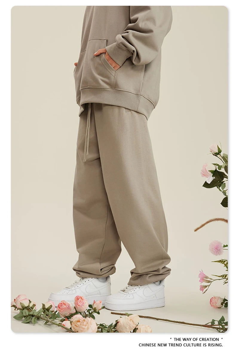 ZODF New Men Heavy Weight 440gsm Solid Sweatpants Unisex Loose Basic Casual Comfortable Sport Pants Joggers Streetwears HY0628