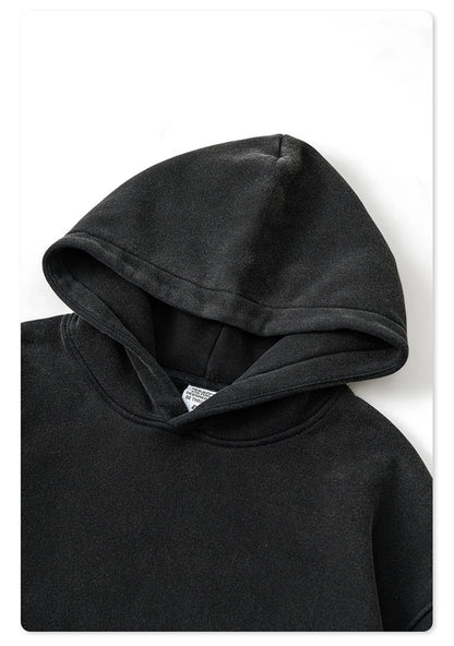 ZODF 2024 Winter Unisex Washed Fleece Hoodies 360gsm Warm Loose Retro Hooded Sweatshirts HY0870