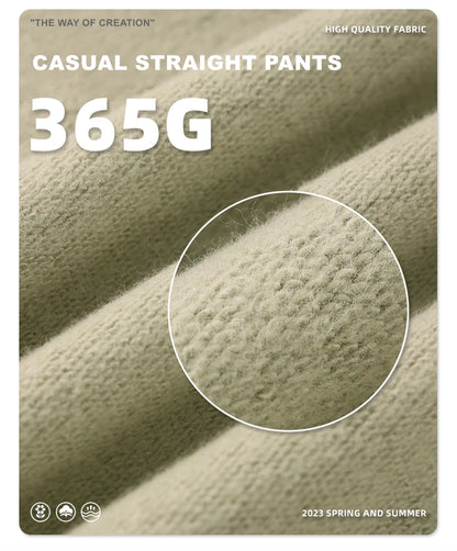 ZODF Fashion 2024 Men Loose Straight Pants Unisex 365gsm Retro Comfortable Sport Solid Drawstring Trousers HY0588