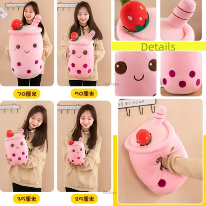 Bubble Tea Boba Plushie Kawaii Room Decor Plush Toy Stuffed Ice Cream Food Milk Tea Soft Hug Cushion Birthday Gift for Kids