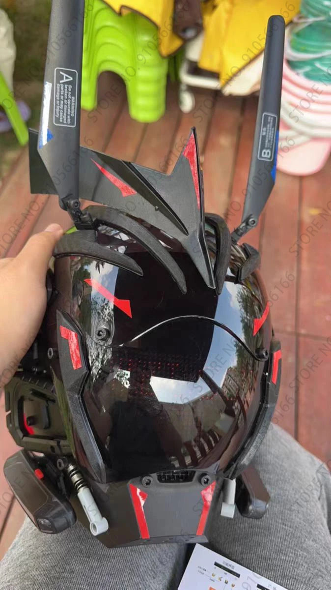 Cyberpunk App Mask Light Up Rolling Subtitles Screen Mask Cos Mech Technology Sense Mobile Phone Control Helmet Role Play