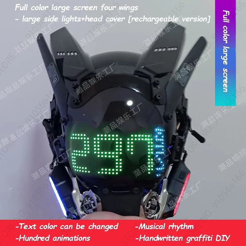 Cyberpunk App Mask Light Up Rolling Subtitles Screen Mask Cos Mech Technology Sense Mobile Phone Control Helmet Role Play
