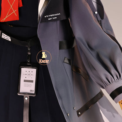 Wuthering Waves Chisa Cosplay Costume Wig Jacket Uniform Skirt Headwear Tattoo Sticker Halloween Party for Women Girls Role Play